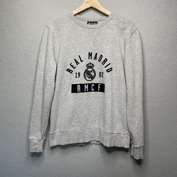 Real Madrid Crewneck Sweatshirt Medium Gray - Picture 1 of 7